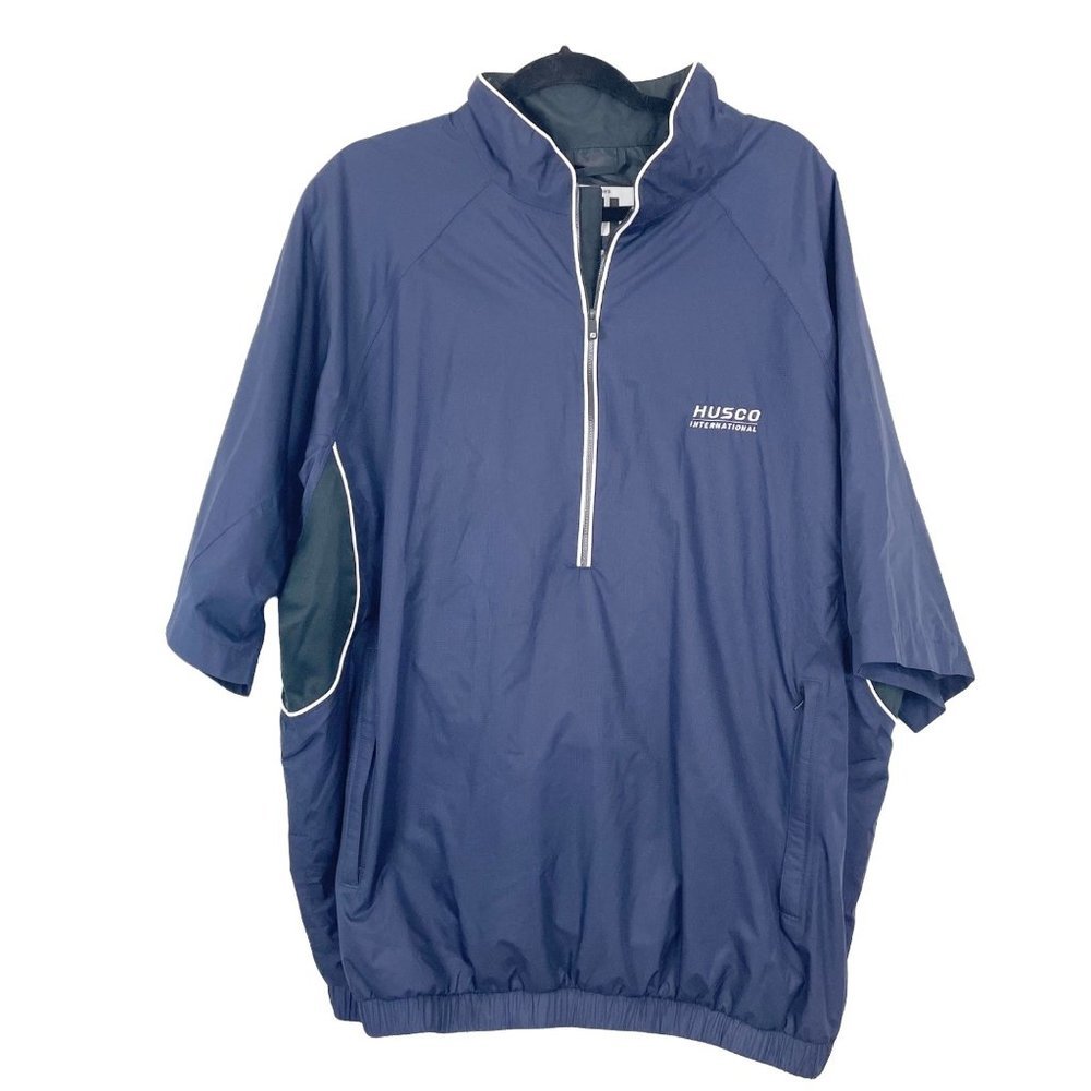 Footjoy Men's Sz XL Dryjoys Blue Short Sleeve Windbreaker 1/4 Zip‎ Pullover